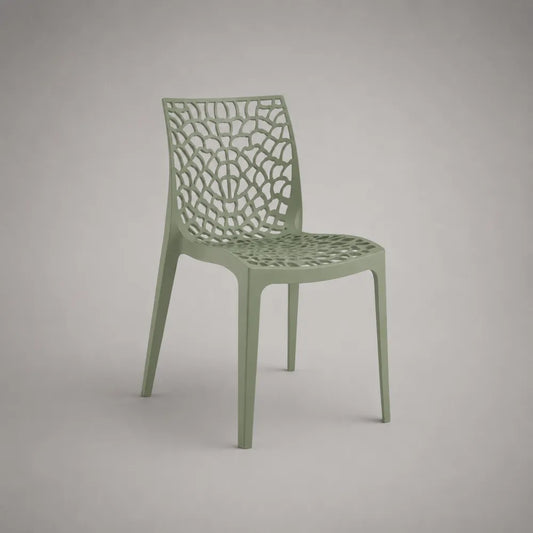 Chaise de salle à manger en polypropylène ajouré vert structure monobloc plastique 55 cm 55 cm 80 cm